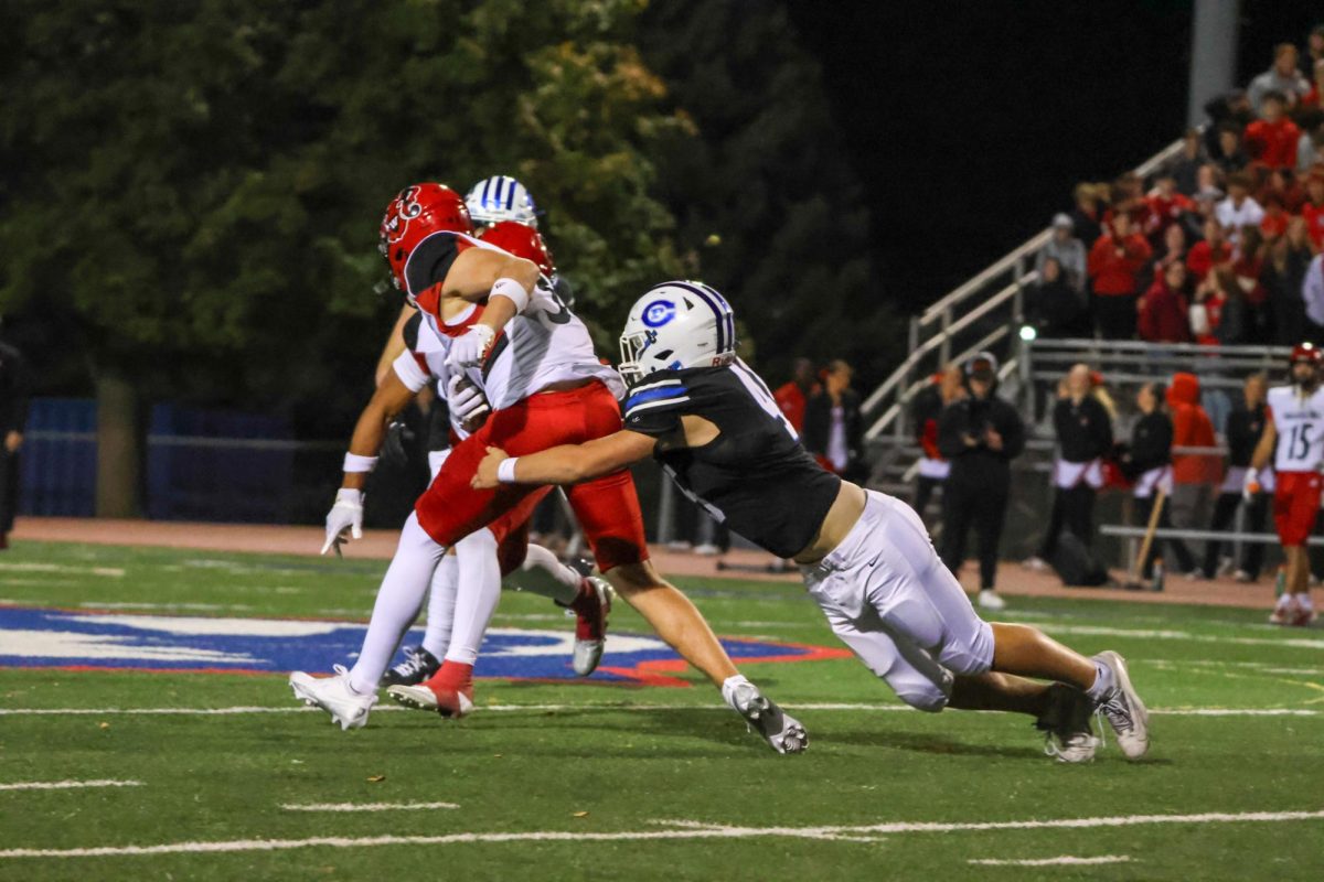 Linebacker Michael Novero tackles a Westside ballcarrier